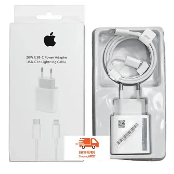 Carregador iPhone Original Turbo 20W Completo 8 9 11 12 13 14 Pro + Cabo Usb-C lacrado