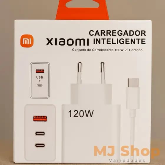 Carregador Turbo 120W Super Rápido USB-C Bivolt Original + Cabo 1M Lançamento 2026