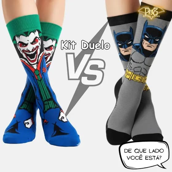 Kit 2 Pares Meias Cano Alto Adulto Infantil Unissex Batman Coringa Geek Presente Criativo Anime Estampada Personalizada