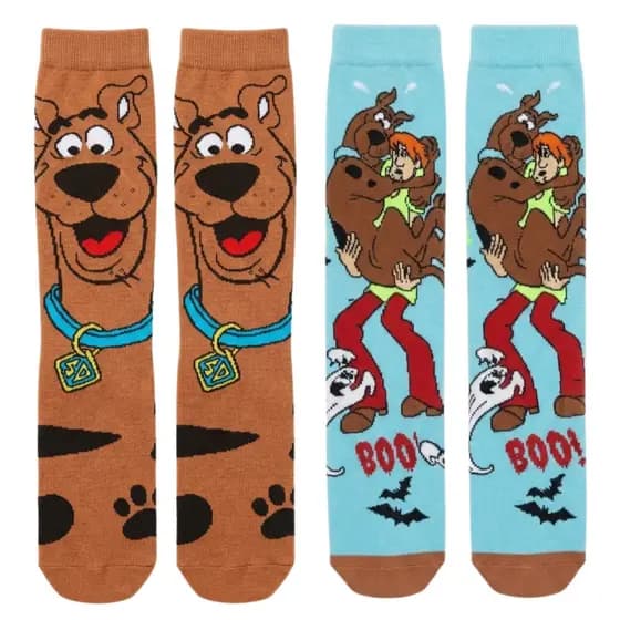 Kit 2 Meias Scooby Doo E Salsicha Cano Alto Geek Desenho Retro Meias Divertidas Unissex Algodão Presente Criativo Com Ch