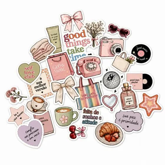 30 Adesivos Aesthetic Girlhood Garotas Feminino Livros Scrapbook Stickers