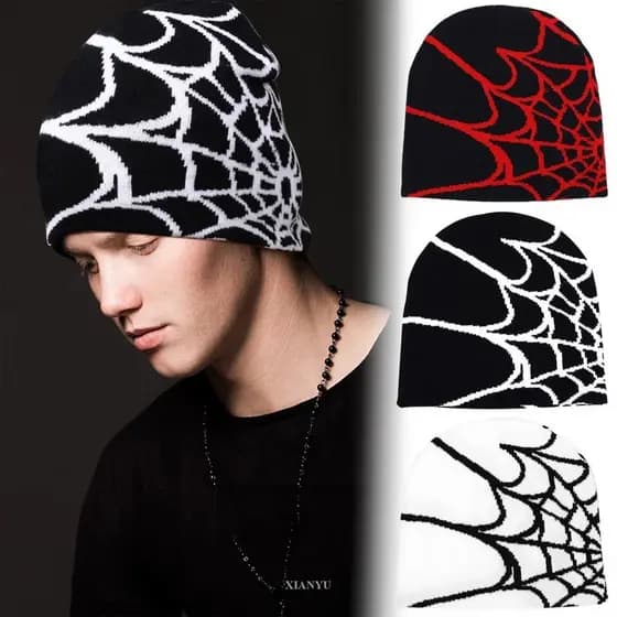 XYY Outono Inverno Quente Pulôver Cap Teia De Aranha Gorro De Malha , Chapéus De Acessórios De Halloween