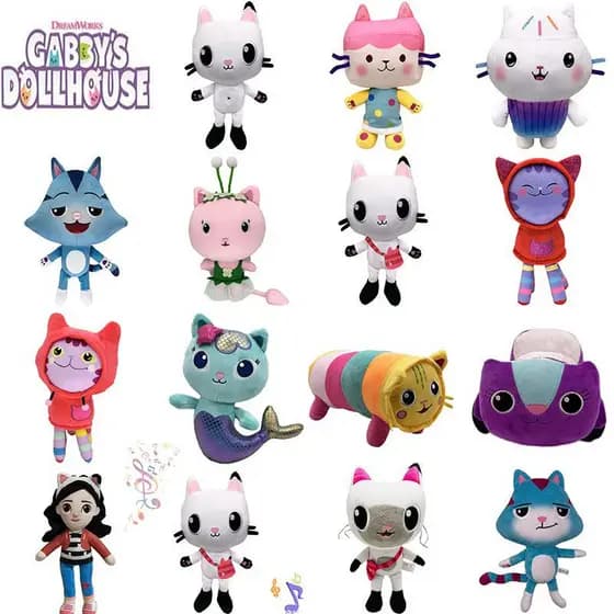 Hot 25cm Gabby Dollhouse Plush Toy CUTE Cartoon Animais Recheados Boneca Sereia Gato Para Crianças Presentes De Natal