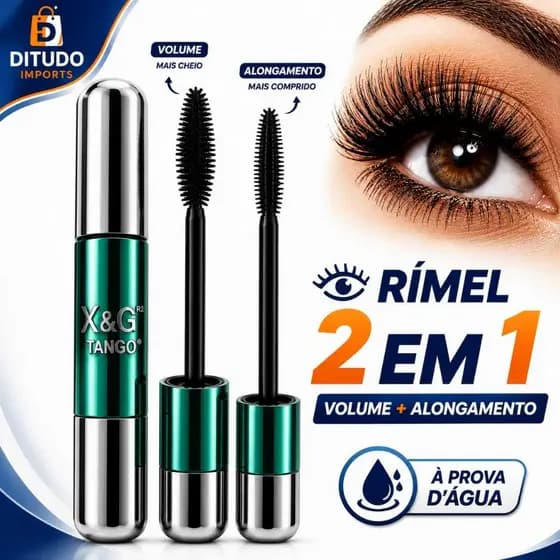 Rimel Máscara de Cílios 4D Prova D'água Efeito Cílios Postiços Rímel 2 em 1 Alonga Define Volume Longa Duração Promoção