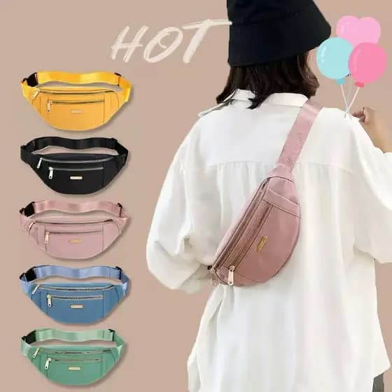 novo 2026 Bolsa Transversal Feminina Pochete em Lona Impermeável Estilo Coreano Ajustável para Cintura e Peito