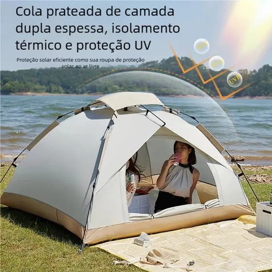 Barraca Acampamento Automático Grande Para 3/4 Pessoas Verde Tenda