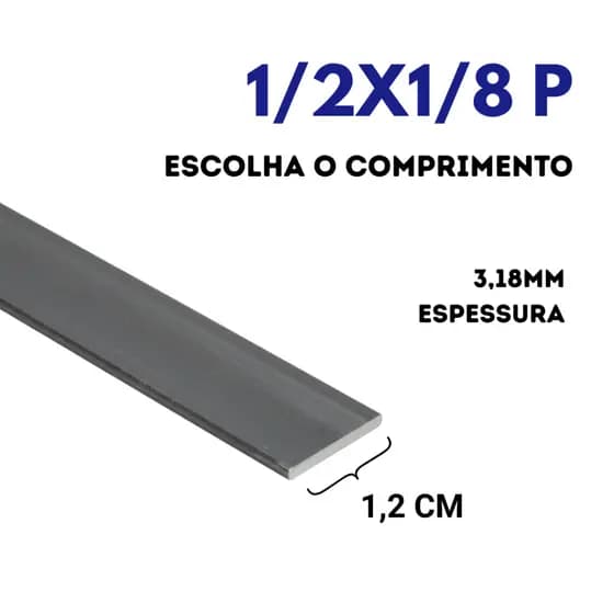 Barra Chata 1/2x1/8 P (12X3mm) Escolha o Comprimento - Ferro Chato