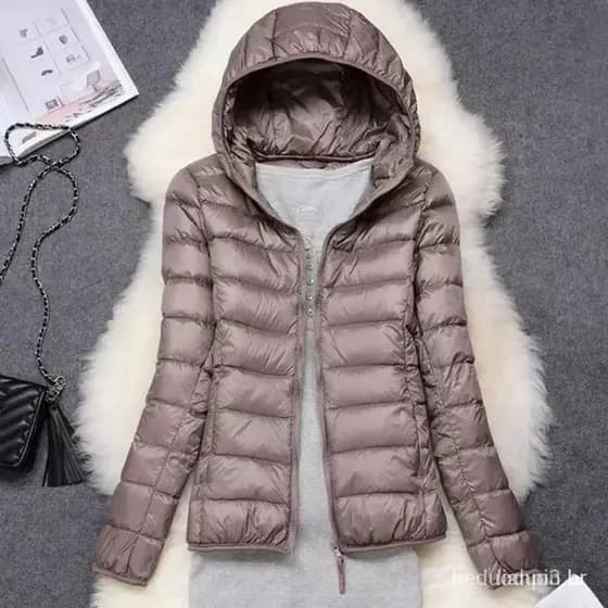 Jaqueta feminina ultraleve acima do peso 90% 2023/capuz outono/branco/quente/pato