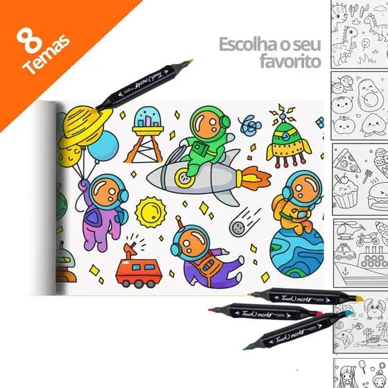 Super Rolo Adesivo Para Colorir 3m Bobina Livro Estilo Urso Bob animais astronauta princesa