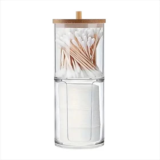 Porta Algodao E Cotonete Acrilico Duplo Para Banheiro Lavabo