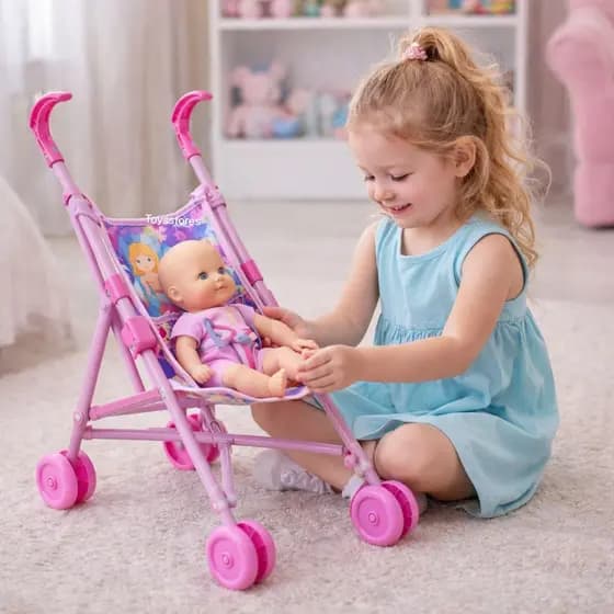 Carrinho de boneca Infantil Brinquedo Dobrável