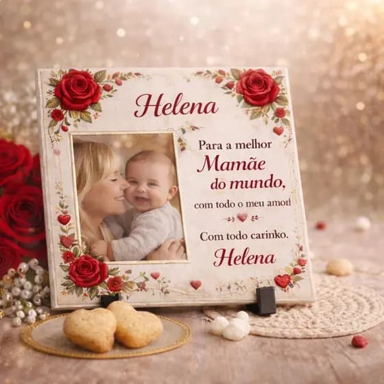 Azulejo Personalizado com Foto Dia das Mães – Presente | Decorativo com Frase | Lembrança especial