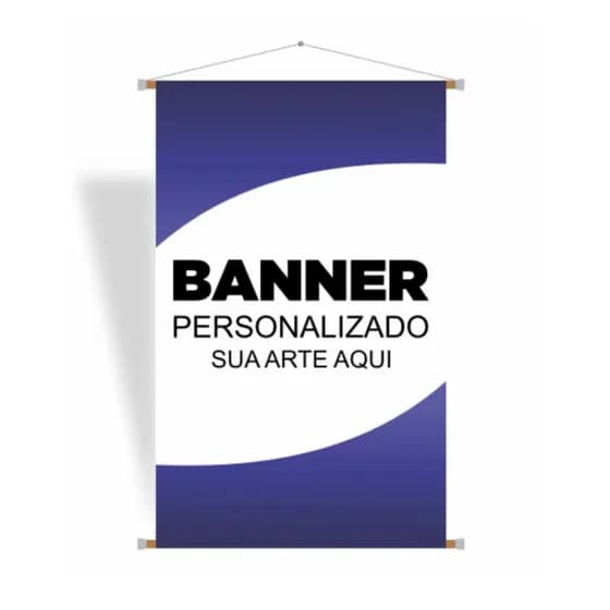 Banner Lona com cordão e madeira ou Ilhós | formato 1,00x0,60m | #Lona #Banner #Faixa #Bannerpersonalizado