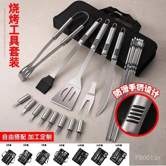 Conjunto de Ferramentas de Aço Inoxidável para Exterior 2025, Conjunto de Suprimentos para Churrasco e Camping, Utensíli