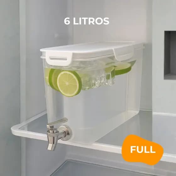 Pote reservatório transparente bebedouro de água geladeira torneira 5,850l