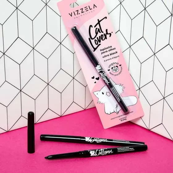 Lapiseira Olhos Cat Lovers Ultra Black Retrátil À Prova D'água Vegano Original Vizzela