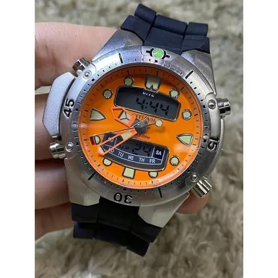 Relógio Masculino JP Aqualand Visor Duplo Digital Analógico Caixa de Aço Inoxidável Pulseira de Silicone 100% funcional
