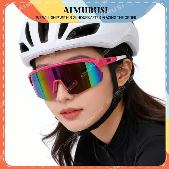 (AIMURUSI) Estilo Esportivo Ao Ar Livre Lente De Uma Peça Personalidade Semi-Sem Aro Unissex Óculos De Sol Para Dirigir