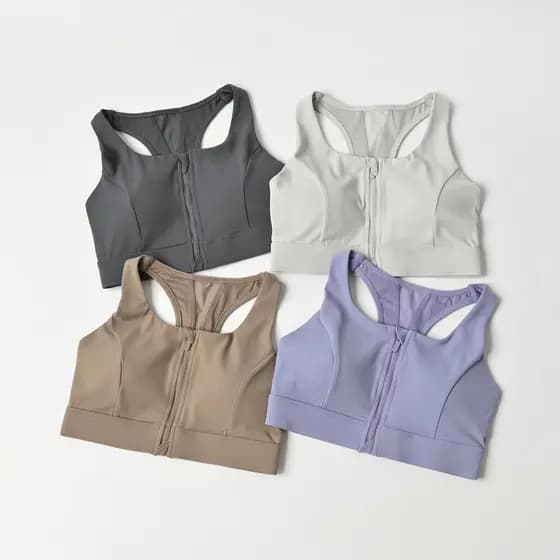 Sutiã Semi-fixado de resistência média para mulheres com zíper frontal, roupa íntima para reunião de Fitness, sutiã sem