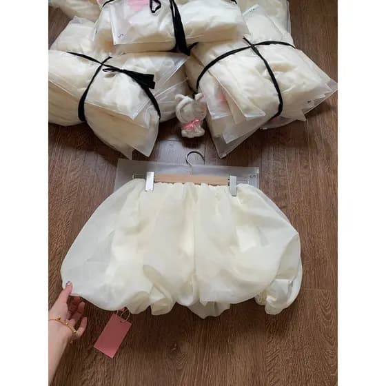 Branco nuvem Bud calças saia feminina primavera cintura alta mais magro olhar abóbora inchado calças a linha Casual bolh