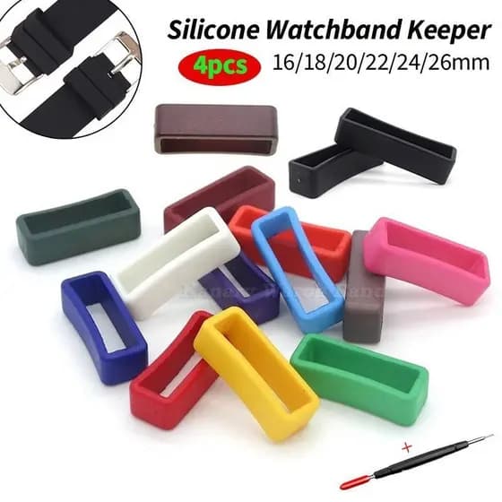Conjunto de 4 peças de anéis de fixação para pulseira de relógio de silicone 16mm 18mm 20mm 22mm 24mm 26mm coloridos e i