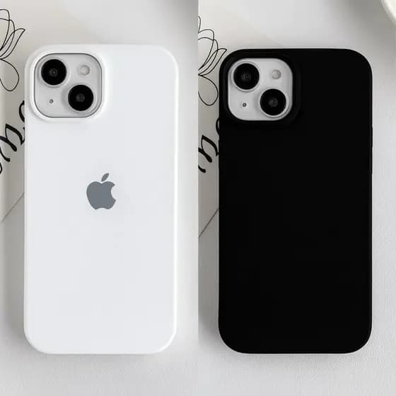 Capinha Silicone Aveludada Cor PRETO BRANCO Capa Para IPhone XR 11 12 13 14 15 16 PRO PROMAX PLUS