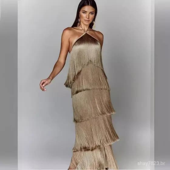 Vestido Pescador com Franjas | Longo para Festas e Eventos