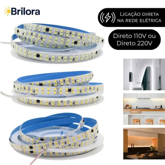 Fita Led Direta Dupla Rolo 10m 240leds/m 110v ou 220v Não Usa Fonte