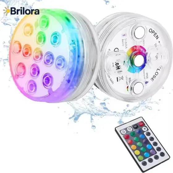 Kit 1-4 Luz Led Piscina Colorida Controle Remoto Pilha Ventosa Para Piscina / Jardim / Festa