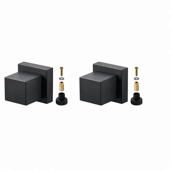 Kit 02 Acabamentos De Registro Quadrado Preto Padrão Docol Para Banheiro Chuveiro/Geral Metal