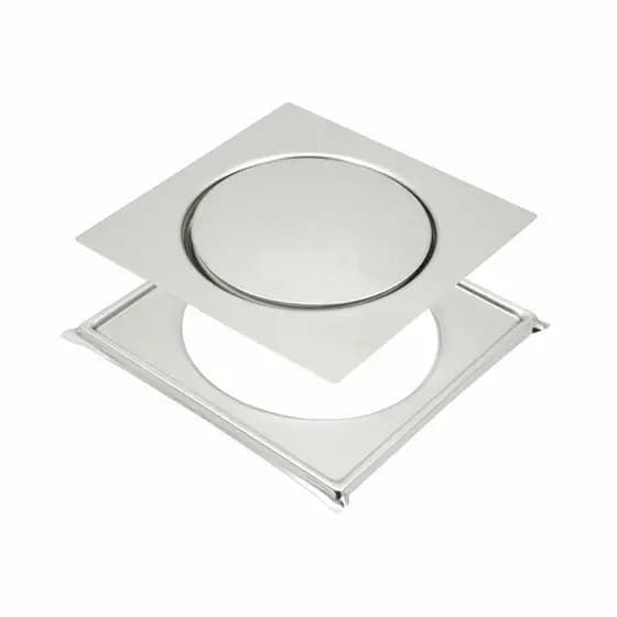 Ralo Clic 10 x10 Cromado Inteligente Para Banheiro Com Porta Grelha Em Aço Inox