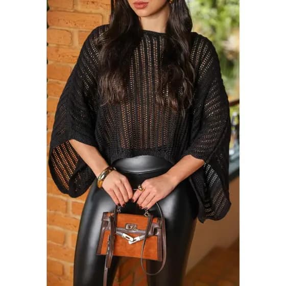 Morcego Capa Feminina Tricot