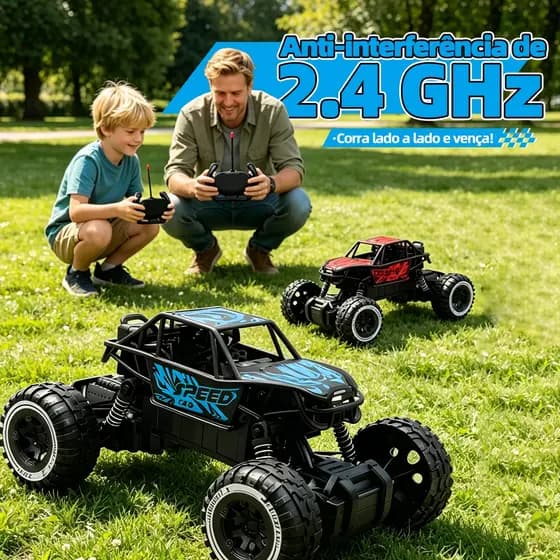 DLI Carrinho Monster Truck Off Road RC 4x4 Brinquedo Radical Recarregável para Crianças e Adultos