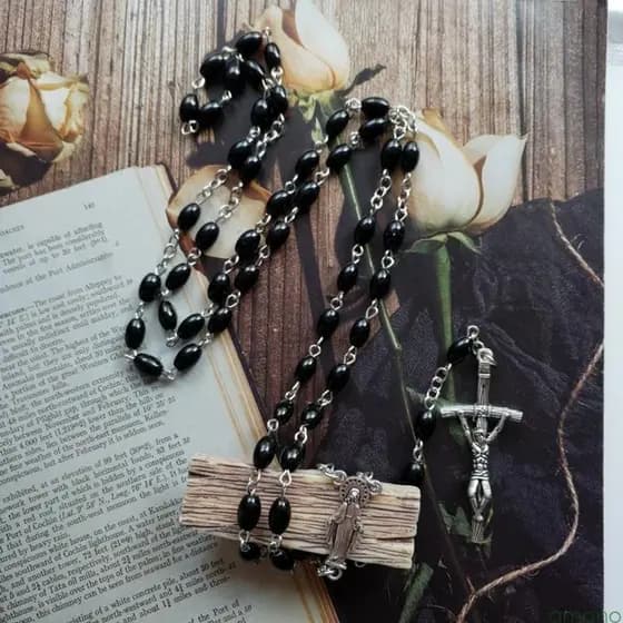 Colar Contas Rosário Amon Crucifixo Medalha Jesus Rosários Católicos Jóias Cadeia Para Meninas Adolescentes