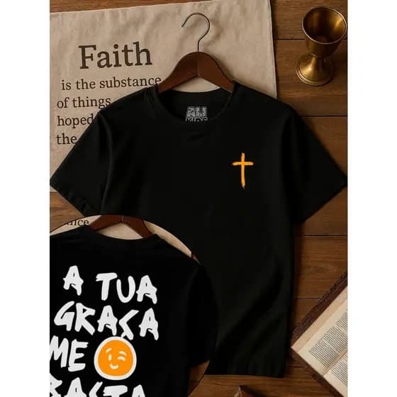 Camiseta A tua graça me basta 100 Algodão Gospel Unissex 2 ao 16 anos Juvenil e Infantil