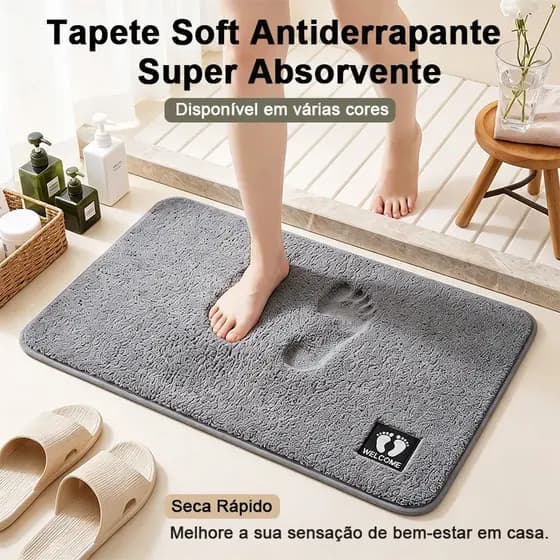 Tapete Super Absorvente Secagem Rápida Macio, Toque Suave, Uso Versátil para Sala, Quarto e Banheiro