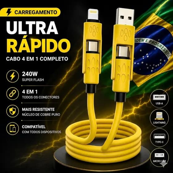 Cabo Carregamento Rápido Carregador 4 Em 1 USB Tipo C Para iP 1.5M Trança Nylon Cabo GaN Adaptador