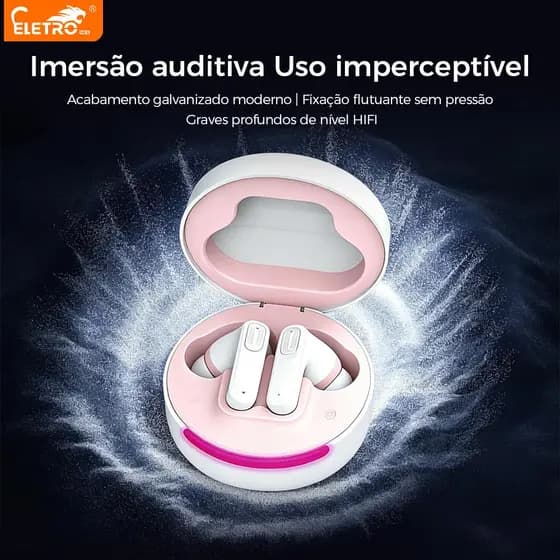 Eletromex Fone Bluetooth 6.0 Baixa Latência Bateria ENC Driver 13mm Áudio Premium Ergonômico