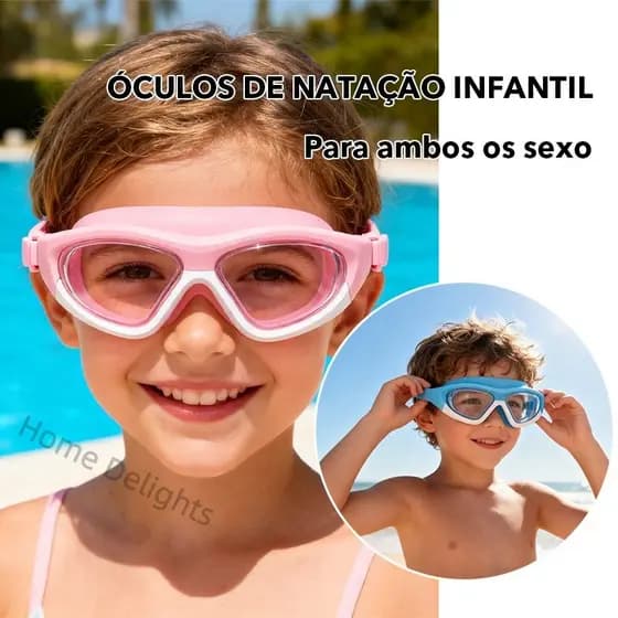 Óculos de natação infantis de alta definição, unissex, armação grande antiembaçante, Silicone confortável