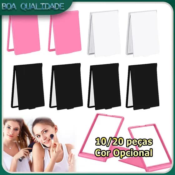 10/20 KIT Espelho de Bolsa quadrado Espelhinho de mão com tampa protetora Espelho Real Espelho Maquiagem - Várias cores