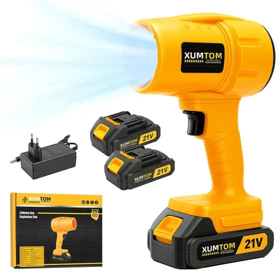 Soprador de Ar Turbo Portátil Recarregável 21V 2 Baterias Soprador De Folhas 50000rpm Remove Folhas e Pó