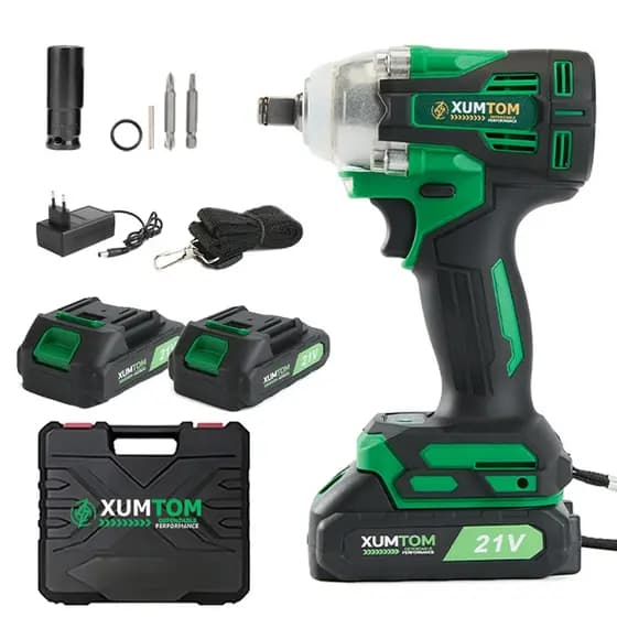 Chave De Impacto Elétrica Sem Fio Furadeira Portátil Com Maleta 2 Baterias 21V Bivolt 110V/220V