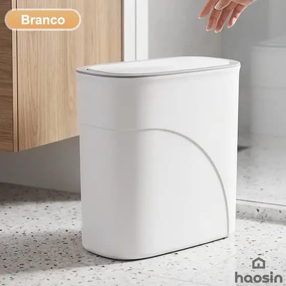 Haosin Lixeira Grande 15L, Abertura Automática por Pressão, Cesto de Lixo para Banheiro, Cozinha, Escritório e Quarto