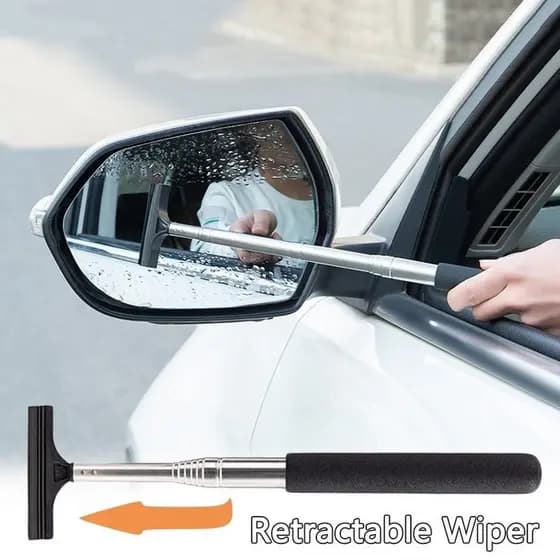 Limpador de espelho retrovisor de carro, ferramenta de limpeza portátil retrátil, mini limpador de espelho retrovisor.
