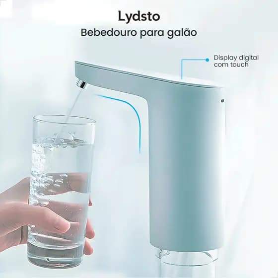 Bomba de Água Lydsto Elétrica Portátil Compacto para Galão Garrafão Bebedouro Com Botão Display LED