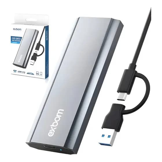 Case Externo SSD M.2 NVMe USB 3.1 Tipo-C 10Gbps Compatível Windows, Mac e Linux