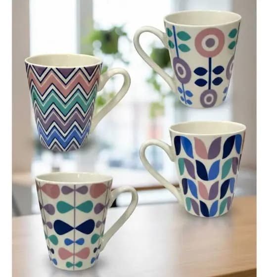 Caneca Xícara Para Chá E Café 300ml Em Porcelana Azulejo Português Premium