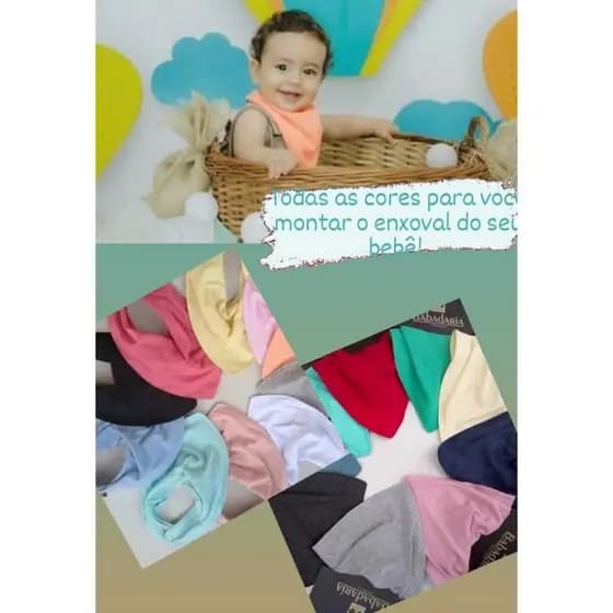 Kit com 10 unidades Babador Bandana Premium Impermeável, com ajuste de botão