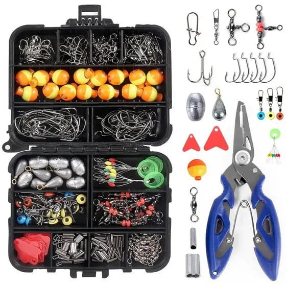 263Pcs Acessórios De Pesca Kit Incluindo Removedor De Gancho De Pesca Gancho Pesos Chumbada Pesca Gira Snaps Com Caixa