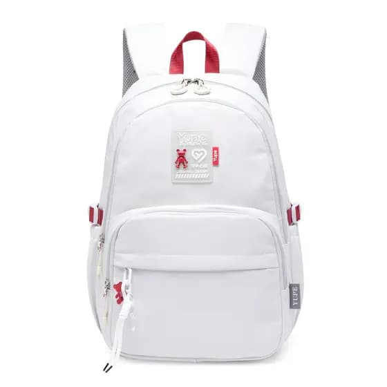 Mochila Bolsa Feminina Juvenil Yupe Resistente Branca Básica